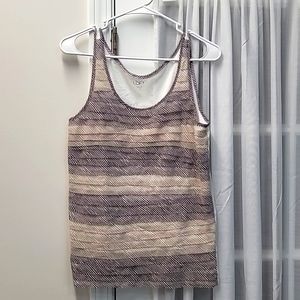 ANN TAYLOR LOFT  Ivory/Brown Sleeveless Knit Top with Layered Ruffles